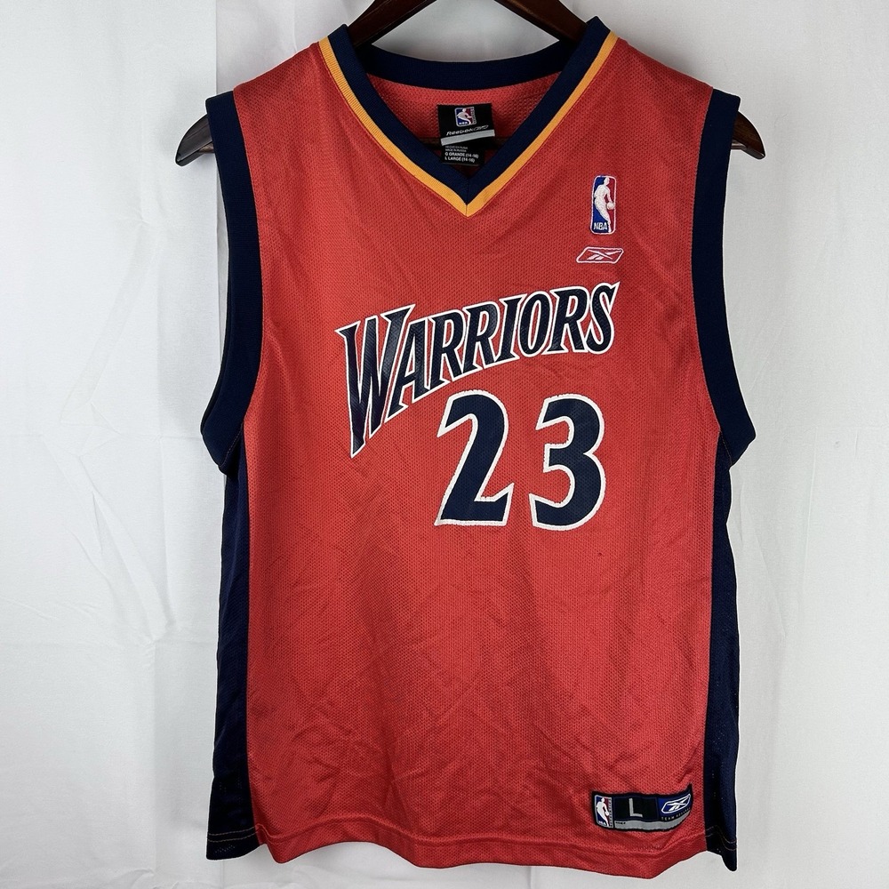 VTG Y2K Reebok Golden State Warriors Jersey Youth Large NBA Basketball‎